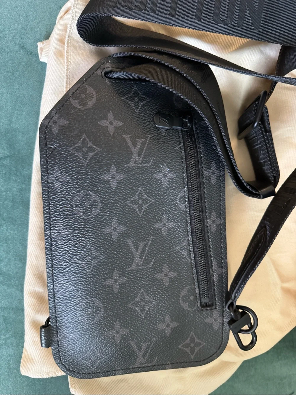 Louis Vuitton Black Monogram Eclipse Messenger Phone Pouch